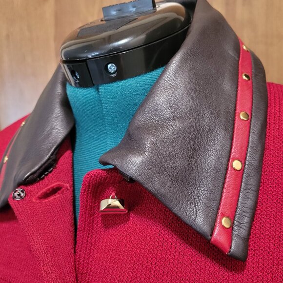 St. John By Marie Gray Collection Santana Knit Deep Red Size 6 - Picture 2 of 6